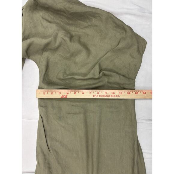 Zara Linen One Shoulder Draped Pencil Midi Dress Avant Garde Romantic Size XS - Picture 6 of 7